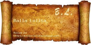 Balla Lolita névjegykártya